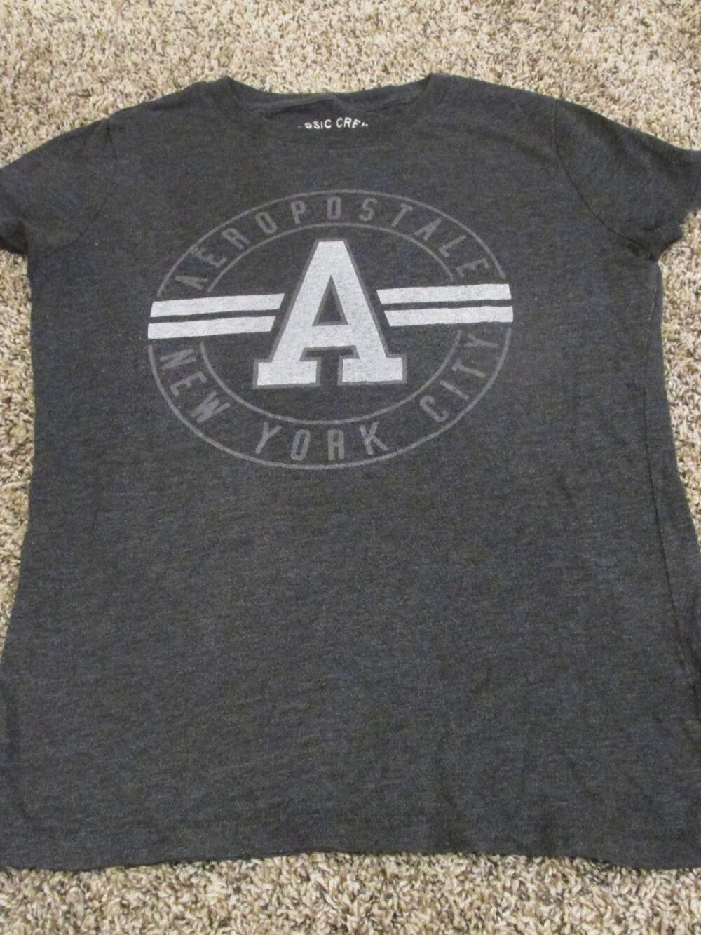 Aeropostale Pullover T Shirt Womens‎ Large Dark Gray Short Sleeve Classic Crew